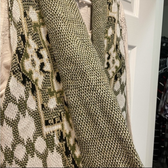 New Directions Cascade Open Front Sweater Vest Green White… - Picture 7 of 9